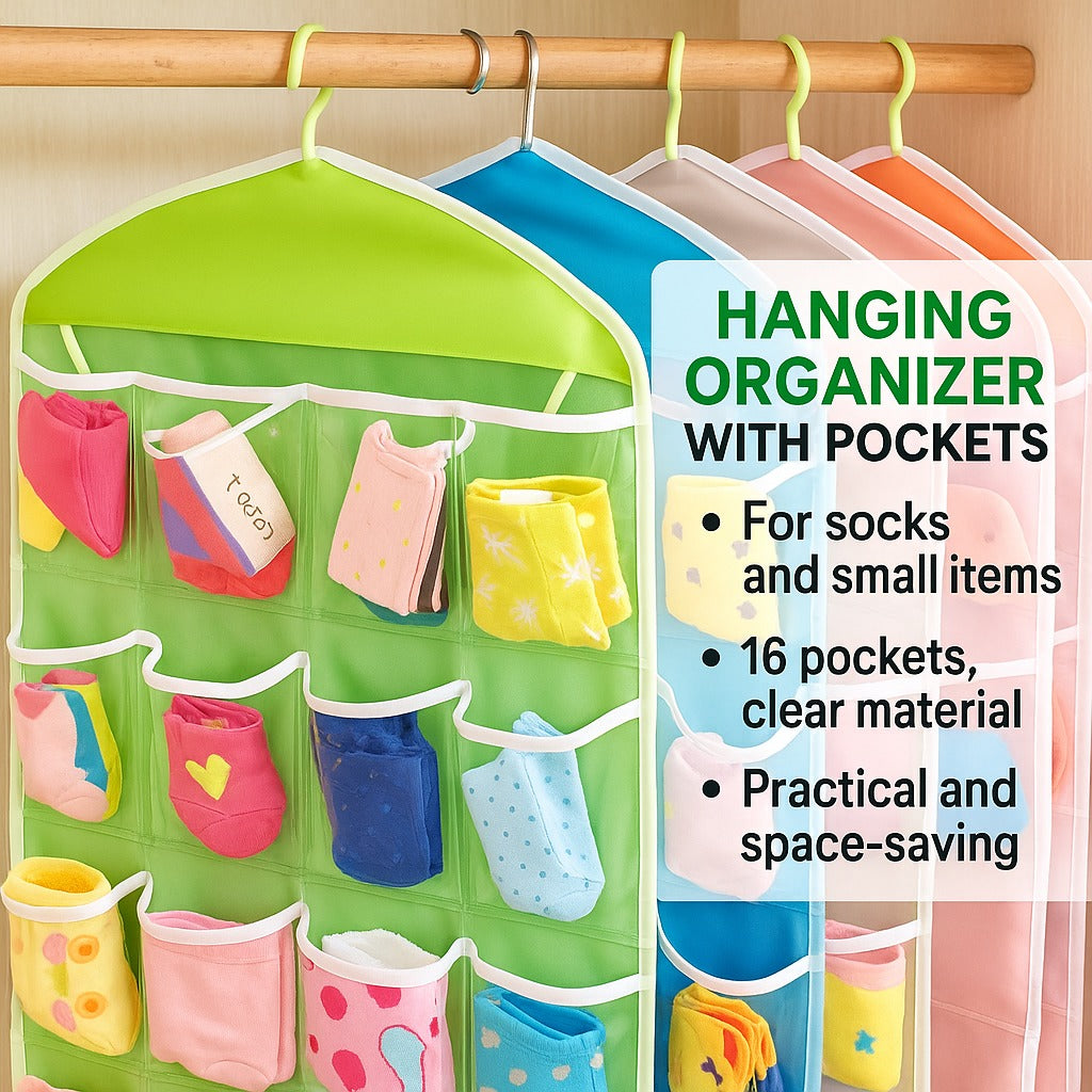 16 Pocket Durable Clear Door Fordable Wardrobe Storage Organizer Hanging Bag