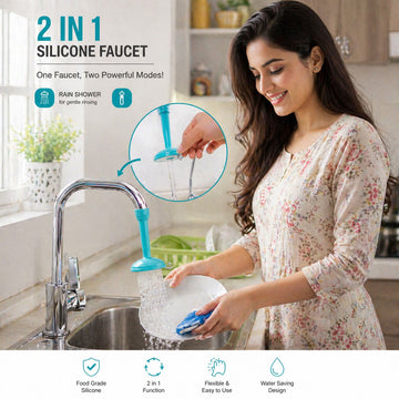 2 in 1-Silicone Kitchen Faucet Water saving Filter Shower Water Rotating Spray Regulator Tap Water Filter Valve for Kitchen Bathroom Accessories