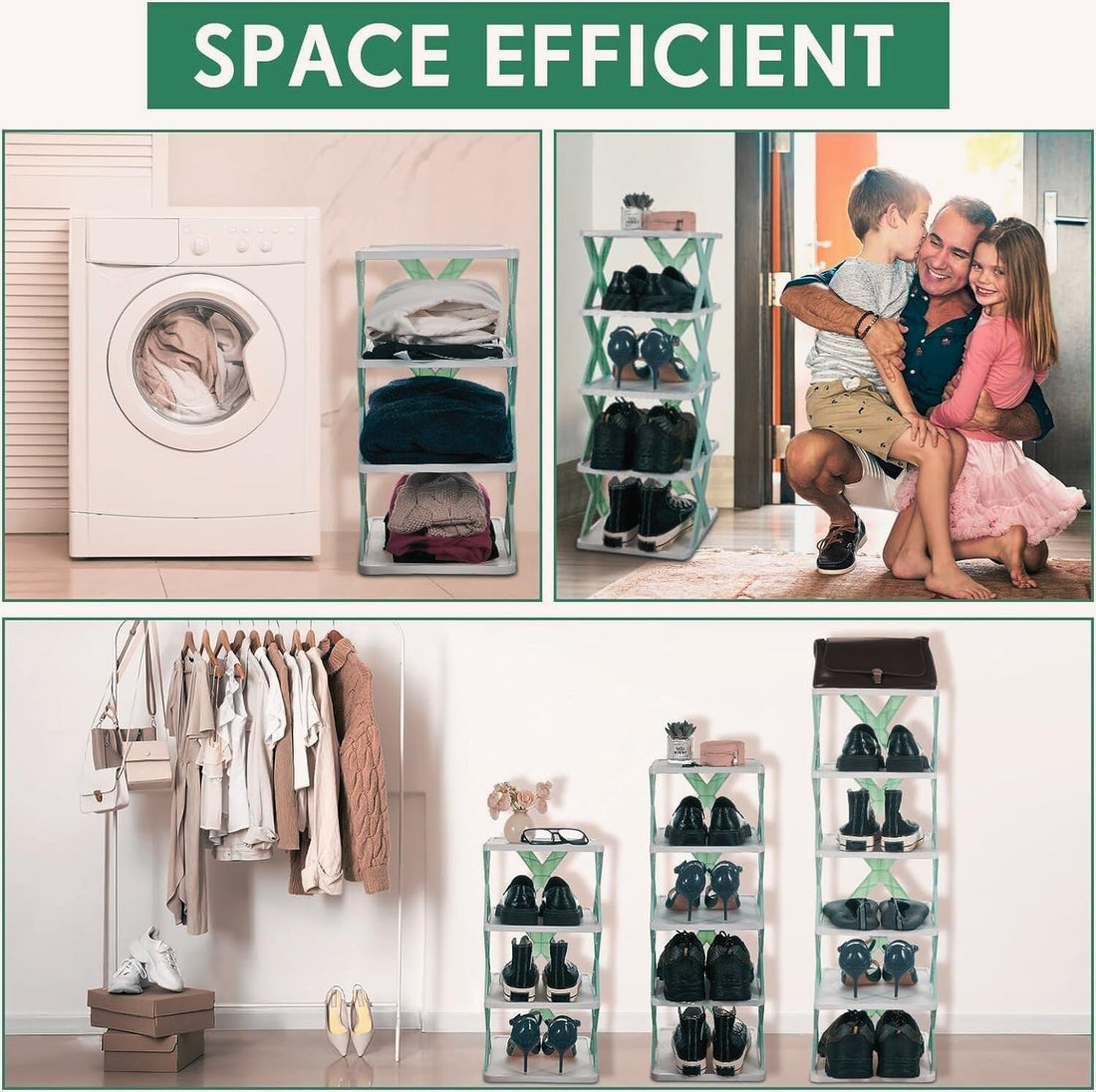 3,4,5 and 6 Layers Stackable Shoe Rack Easy-assembled Shoe Organizer and Storage Plastic Shoes Cabinets Space-Saving Closet Shoes Shelf