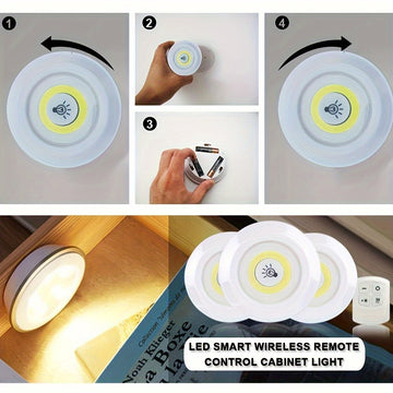 3Pcs Remote LED Tap Light Wall lights Support Dimming Night Light for Wardrobe Cabinet Kitchen