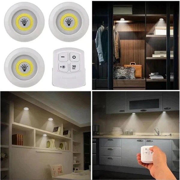 3Pcs Remote LED Tap Light Wall lights Support Dimming Night Light for Wardrobe Cabinet Kitchen