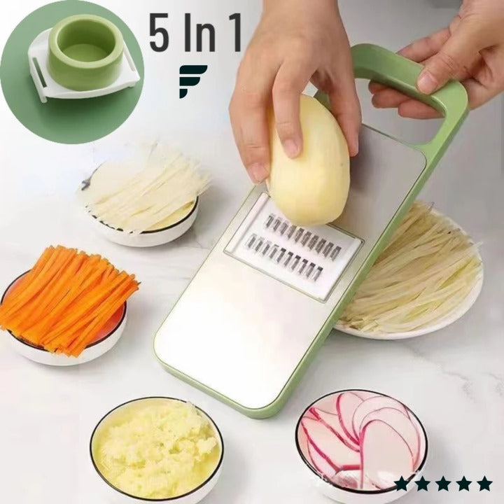 5-in-1 Stainless Steel Vegetable Cutter | Multifunctional Slicer, Grater & Chopper | Kitchen Tool with Sharp Blades