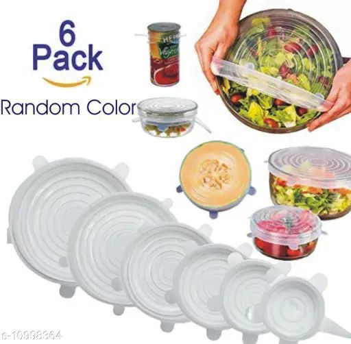 6 PCS Silicone Lids Food Covers, Different Sizes Reusable for Cups Bowls