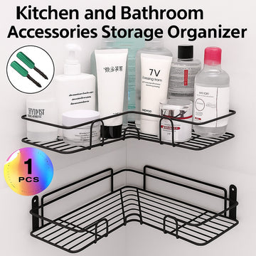 Bathroom Kitchen Corner Metal Punch Frame Shower Shelf