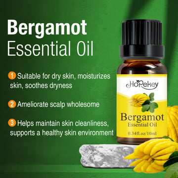 Hopekey Bergamot Essential Oil 10ml0.34 fl.oz – Natural Skincare for Face & Body