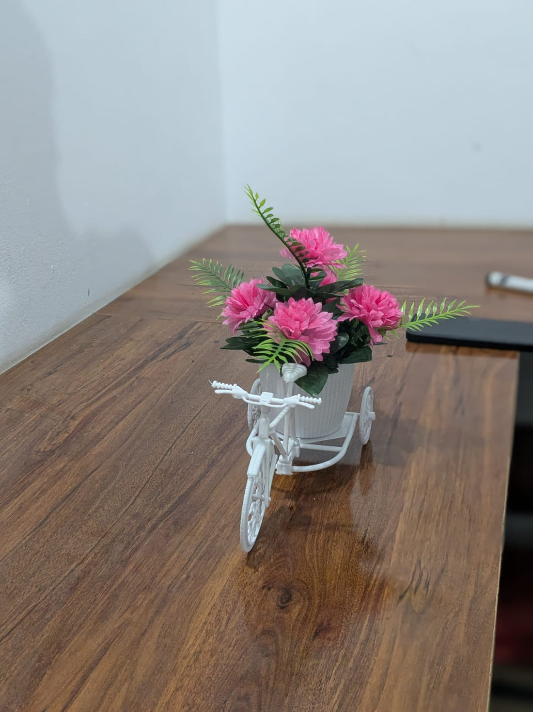 Pink Artificial Flowers with Cycle Pot for Table & Desk