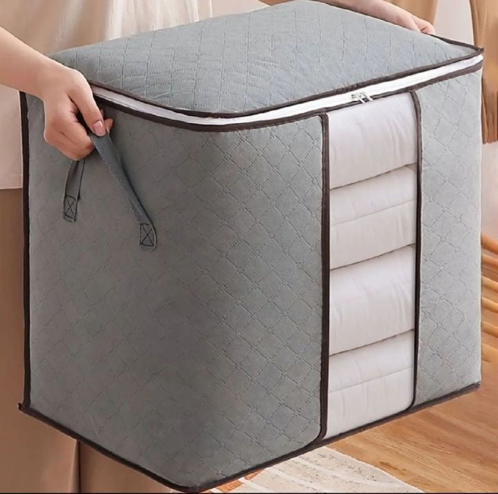 Portable Bamboo Charcoal Clothes Blanket Large Folding Bag Storage Box Organizer