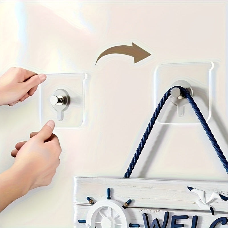 6 Pcs Strong Self Adhesive Punch Free Wall Hooks Nail Mounting Rack Screw Rod Seamless Screw Stickers