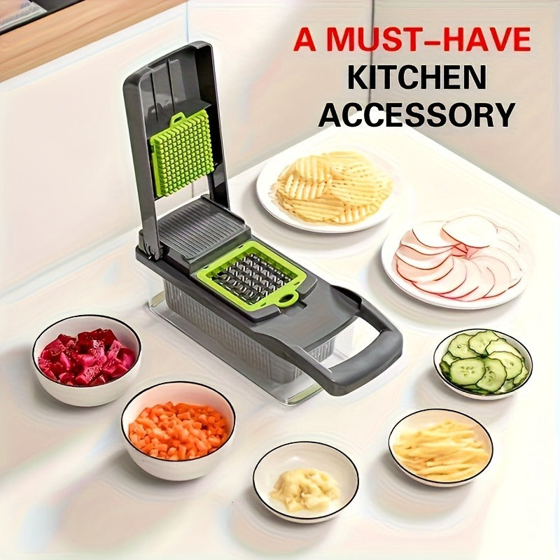 Multi-functional vegetable chopper slicer shredder with Basket Cheese Slicer Food Chopper , Veggie Chopper , Onion Chopper , salad chopper Mandoliner slicer