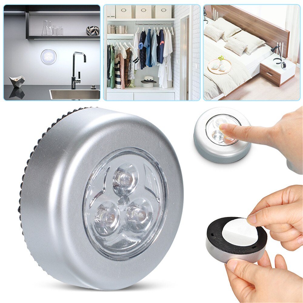 LED Closet Lights with Push Button Control - Touch-Sensitive, No Wiring Needed, Portable Circular Lighting for Cabinets, Bedrooms, Hallways, Kitchens - Ideal for Emergencies & Modern Home Decor (Batteries Not Included)